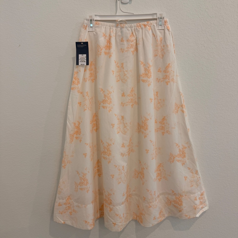 Universal Thread Womens XS Cream Orange Floral Cotton Midi Skirt NWT - Picture 2 of 8